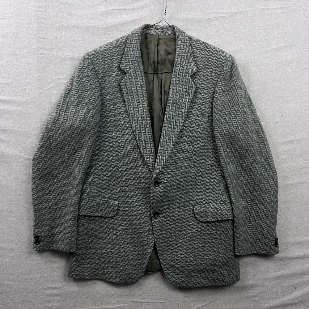 VTG 80s Magee Blazer Mens 42 Reg Green Donegal Mist Tweed Wool Cashmere Mohair